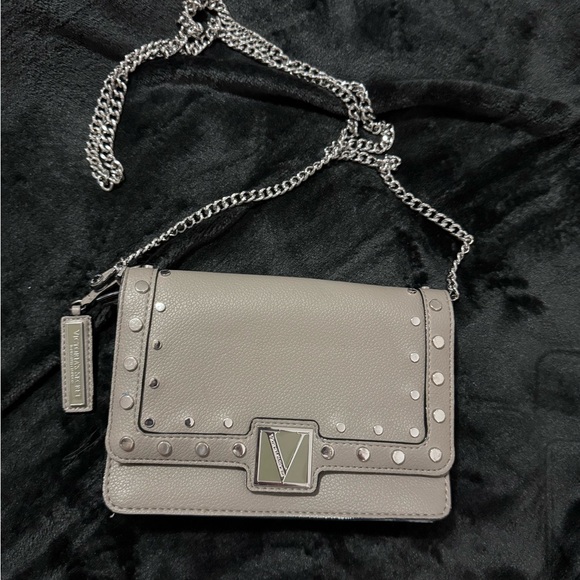 Victoria's Secret Handbags - Victoria's Secret Crossbody Bag Studded Gray Silver Chain